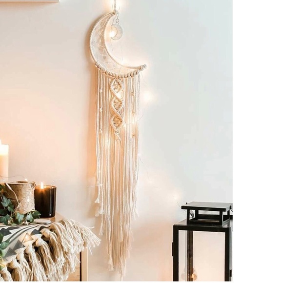 Macrame moon Wall hanging tassel decor Dreamcatcher woven room rope - Picture 5 of 5